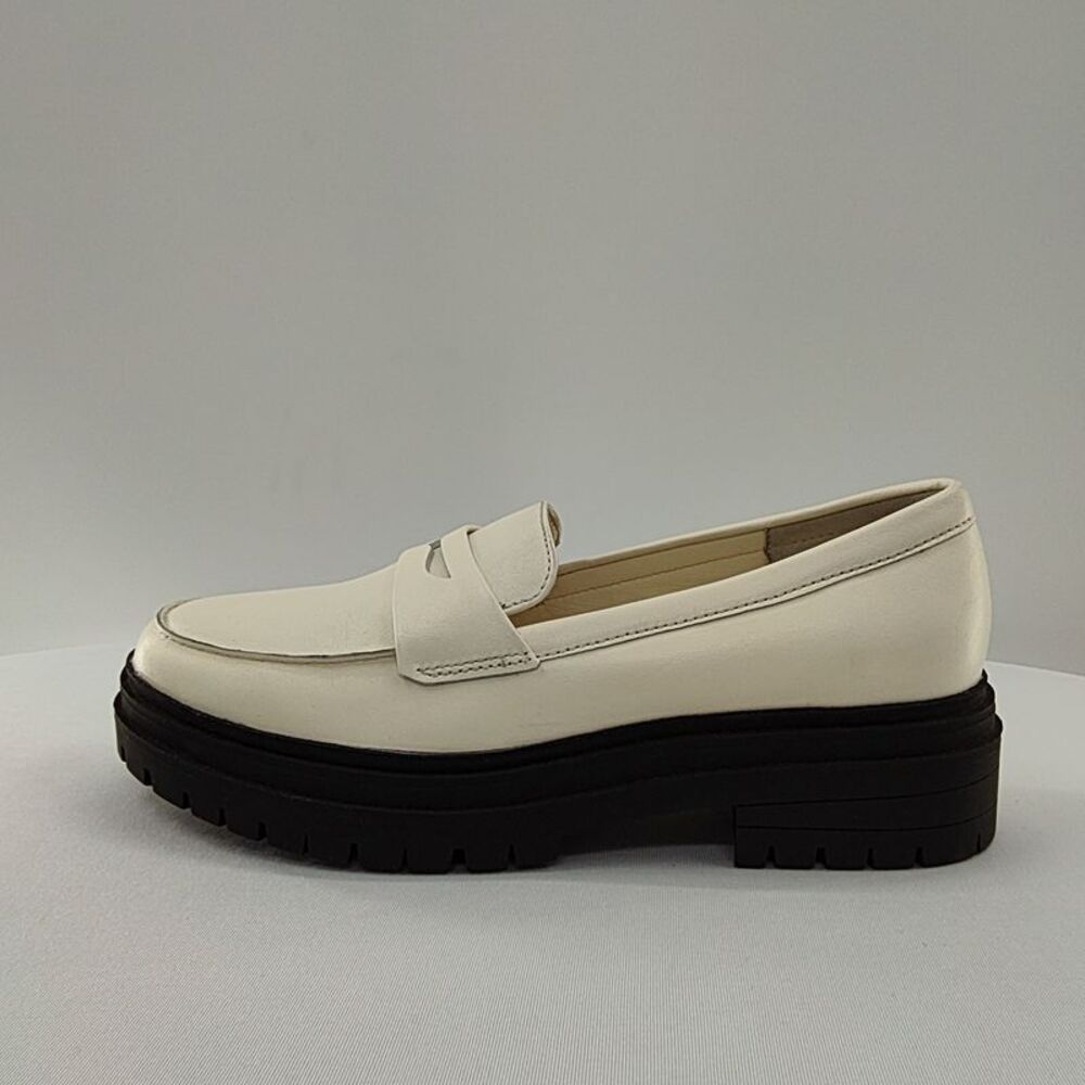 Quince Women Italian Leather Lug Sole Loafer Bone Shoes 8